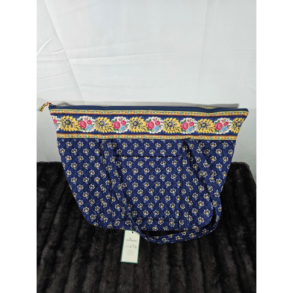 Vera Bradley Miller Bag Maison Blue Quilted Cotton Tote Travel Bag 35021 NWT